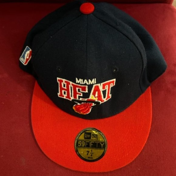 Miami Heat NBA New Era 59Fifty 7 1/4 Snap Back Hat Blue/Red - Picture 3 of 8
